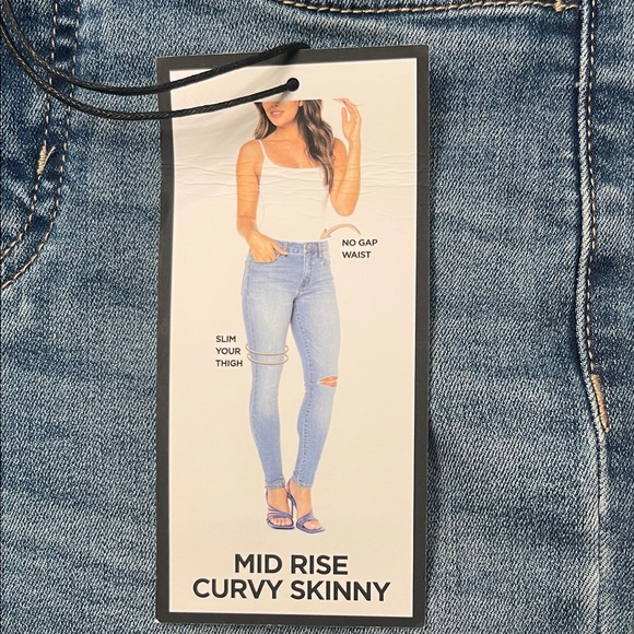 BCBG Generation MidRise Curvy Skinny Women's Blue Distressed Jeans Size 0/24 - Picture 6 of 8